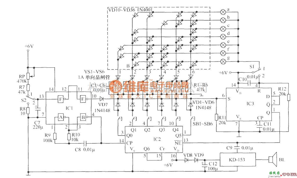 LED电路中的多路抢答器电路  第1张