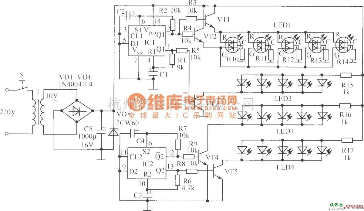 LED电路中的电子盆景电路  第1张