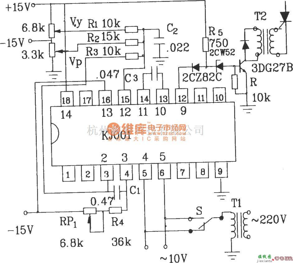 可控硅专项中的KJ001的典型应用电路图  第2张