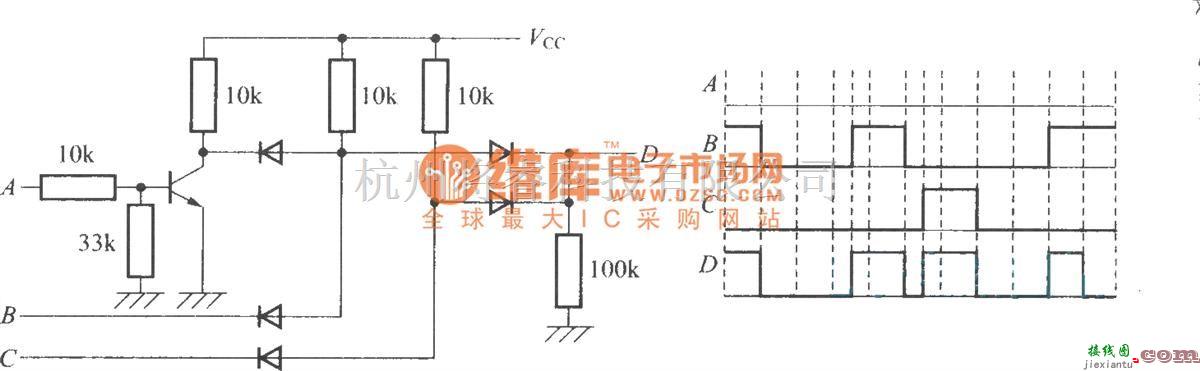 数字电路中的用二极管和晶体管构成的逻辑电路及其工作波形  第1张