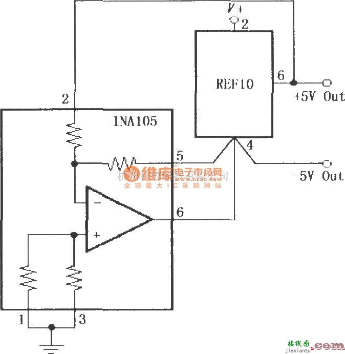 仪表放大器中的±5V精密电压基准源(INA105)  第1张