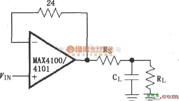 宽带放大中的由MAX4100／4101构成的驱动电容性负载电路  第1张