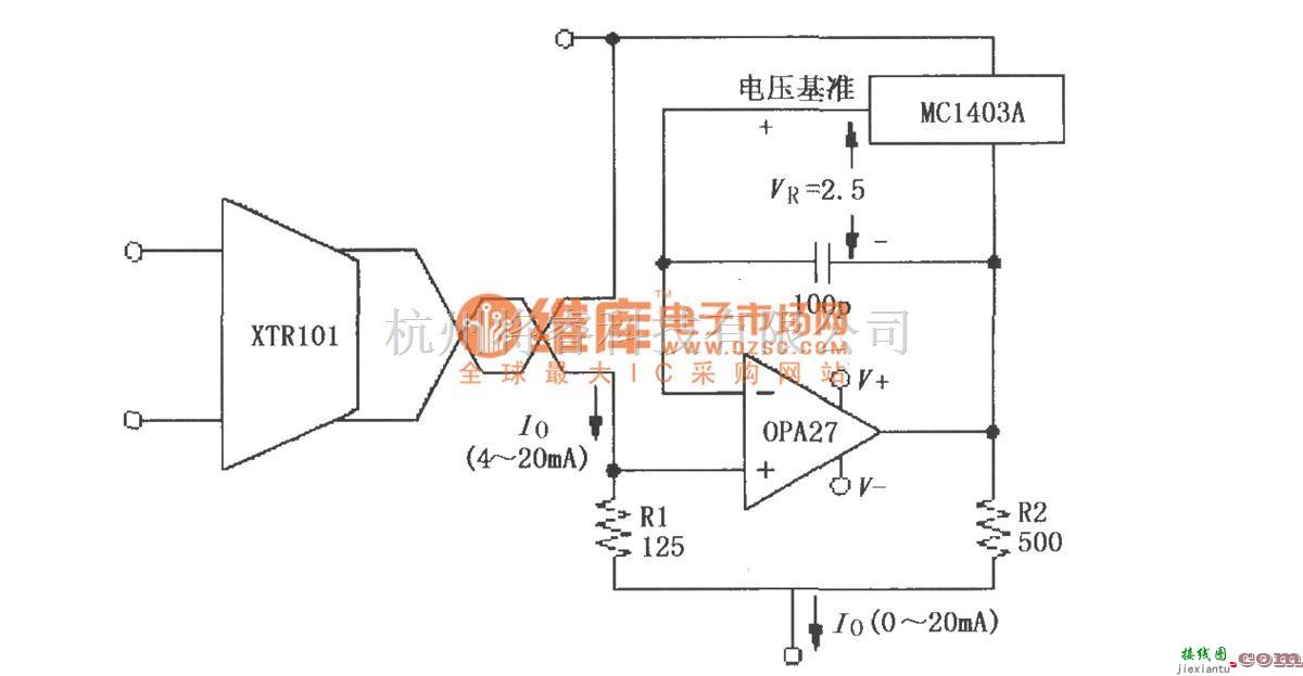 电流环放大中的XTR101 0～20mA输出变换电路  第1张