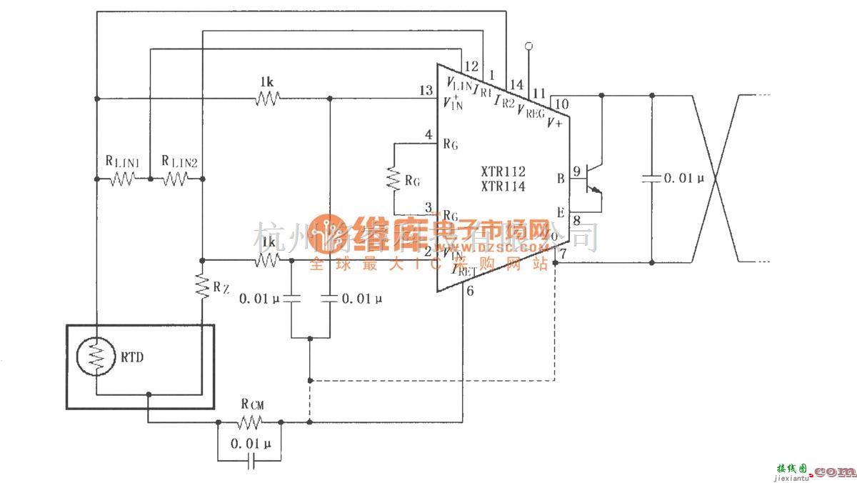 电流环放大中的具有线性化的输入旁路电路(XTR112/114)  第1张