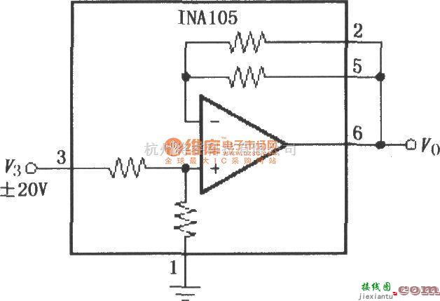 仪表放大器中的增益为1／2的精密放大电路(INA105)  第1张