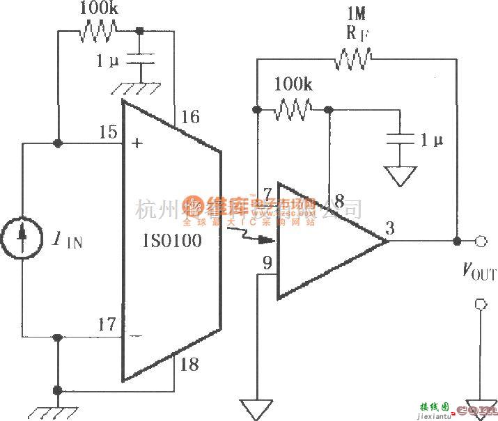 耦合隔离放大中的由ISO100构成的双极性模式减小噪声处理方法电路  第1张