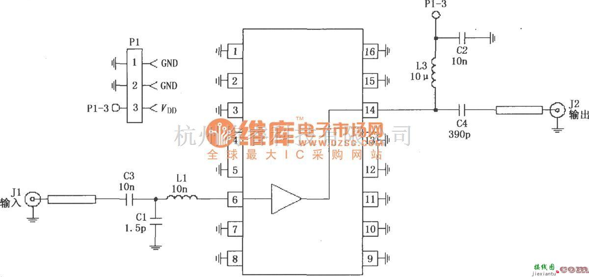 射频放大器中的由RF2360构成的50～2000MHz、75Ω阻抗高频放大电路  第1张