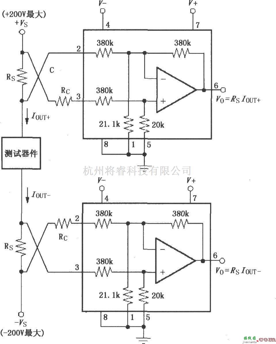 仪表放大器中的由INA117构成的测量器件电源电流电路  第1张