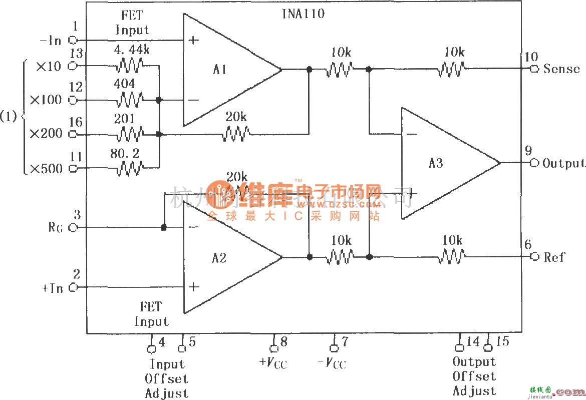 仪表放大器中的快速稳定时间FET输入放大器INA110  第2张