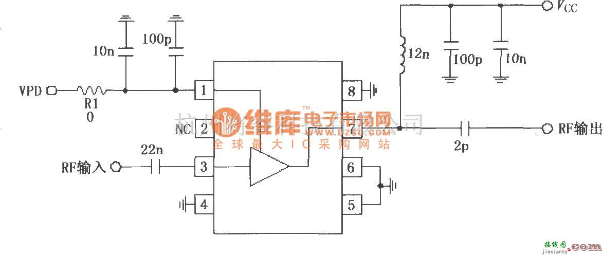 射频放大器中的由RF2347构成的836MHz低噪声放大电路  第1张