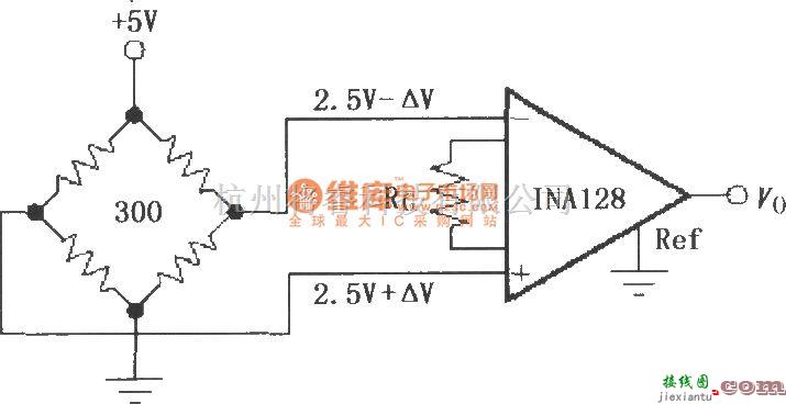 仪表放大器中的由INAl28构成的电阻电桥放大器  第1张