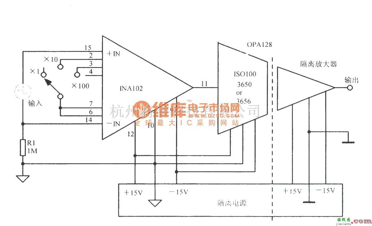 调节放大中的隔离仪器放大电路  第1张