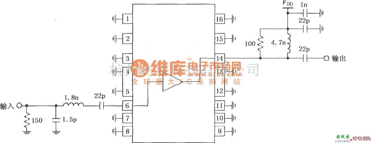 射频放大器中的由RF2320构成的1930～1990MHz窄带线性放大电路  第1张