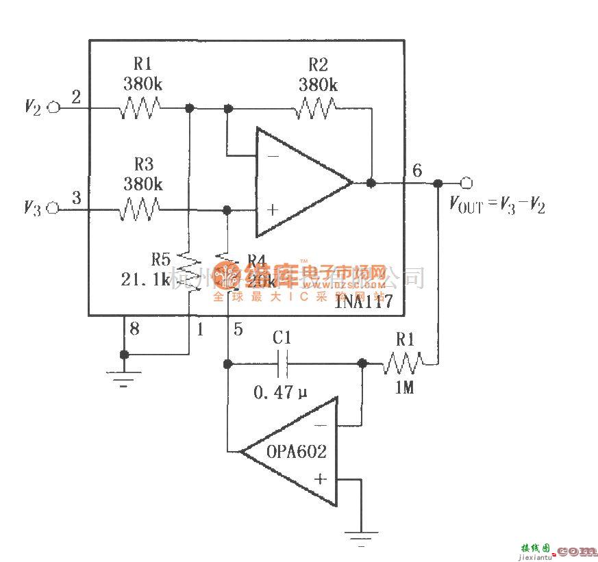 仪表放大器中的由OPA602构成反馈的交流耦合电路(INA117)  第1张