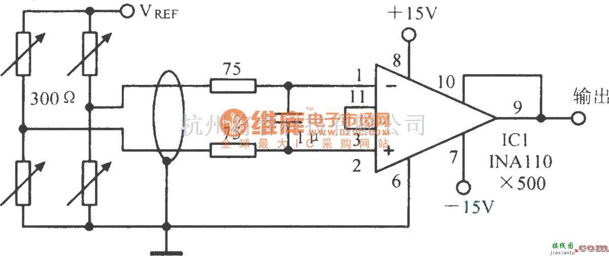 调节放大中的带有lHz低通滤波器的电桥放大电路  第1张