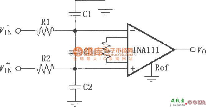 仪表放大器中的INA111输入低通滤波电路  第1张