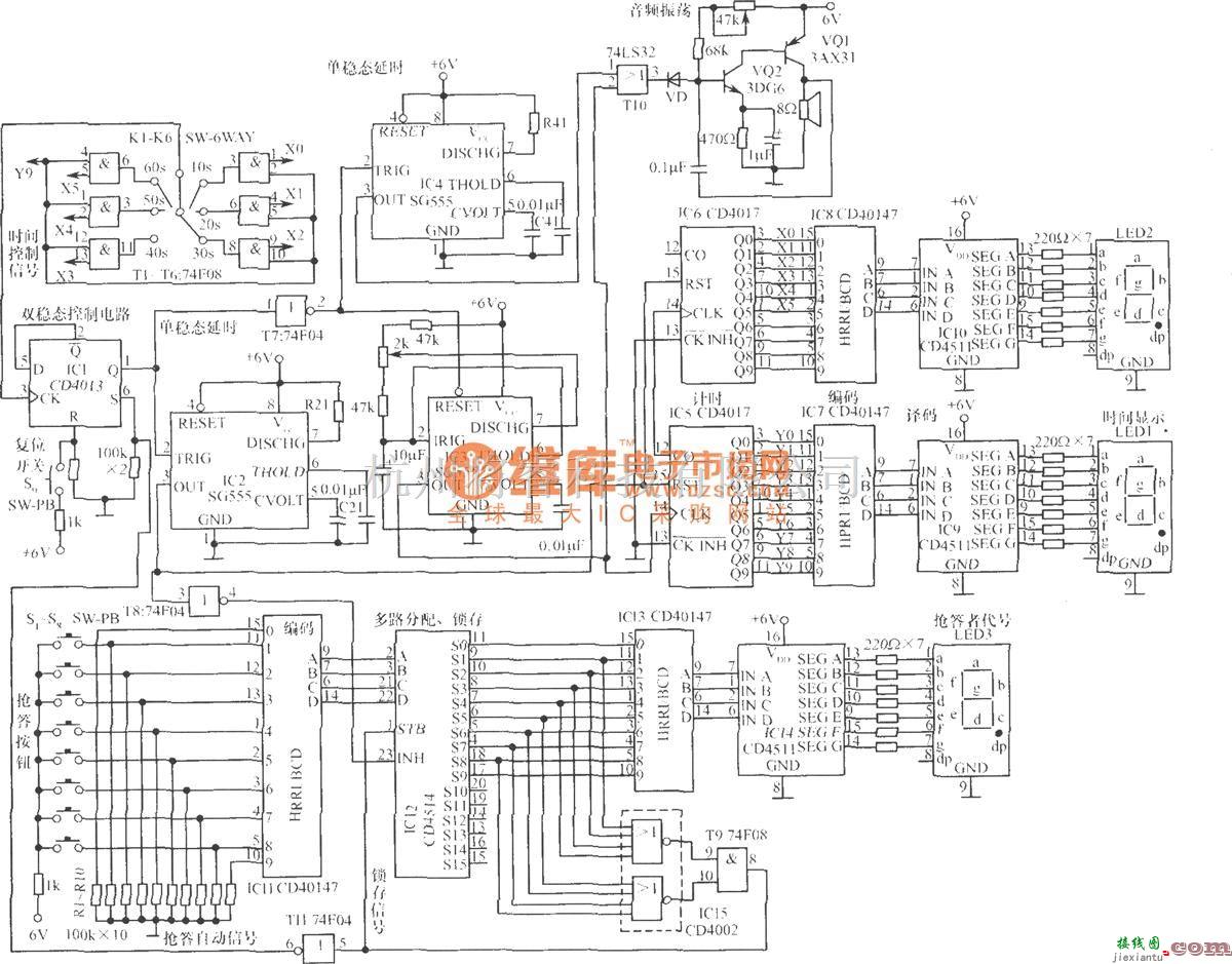 LED电路中的计时抢答器  第1张