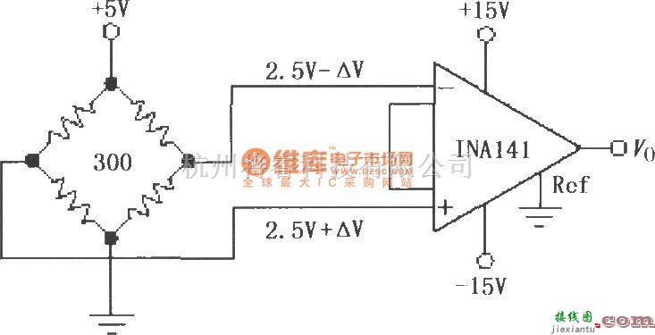 仪表放大器中的由INA141构成的电阻电桥放大器  第1张