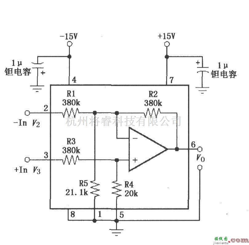 仪表放大器中的INA117基本电源和信号连接电路  第1张