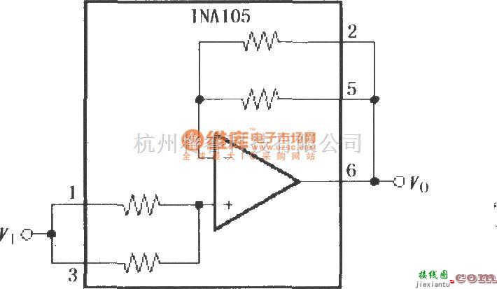 仪表放大器中的INA105精密单位增益缓冲电路  第1张