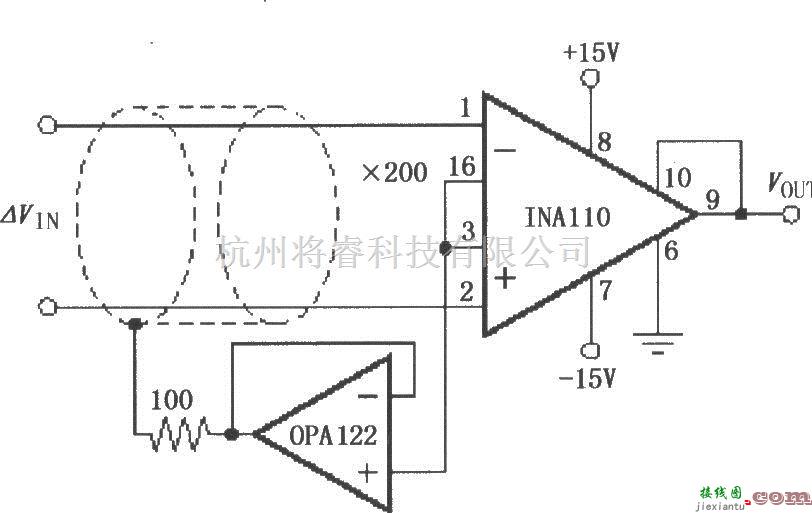 仪表放大器中的具有屏蔽驱动的仪表放大电路INA110  第1张
