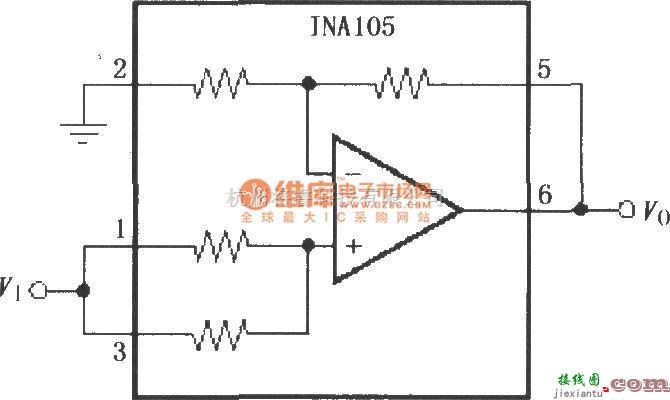 仪表放大器中的增益为2的精密放大电路(INA105)  第1张