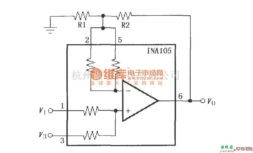 仪表放大器中的具有增益的精密加法放大电路(INA105)  第1张