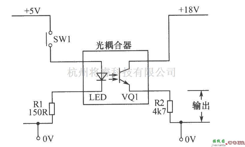 LED电路中的基本的光电耦合器电路  第1张