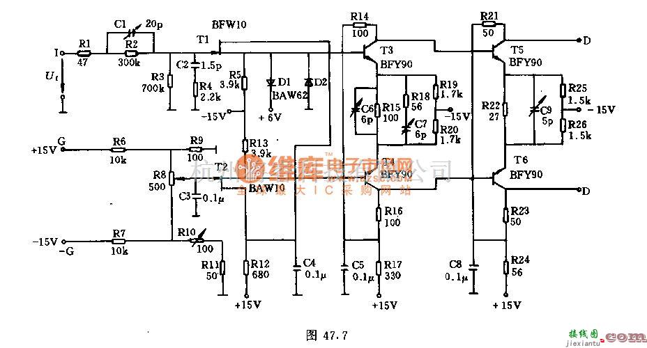 调节放大中的0一300MHz不波特宛带放大器电路  第2张