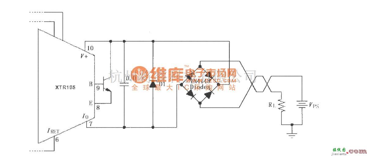 电流环放大中的XTR105反向电压和浪涌过电压保护电路  第1张