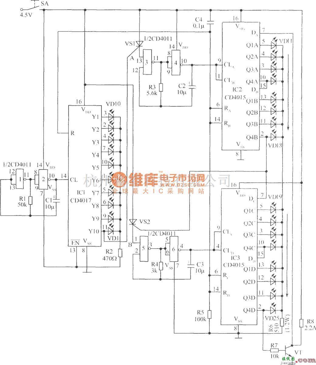 LED电路中的模拟火箭发射的电子游戏电路  第1张