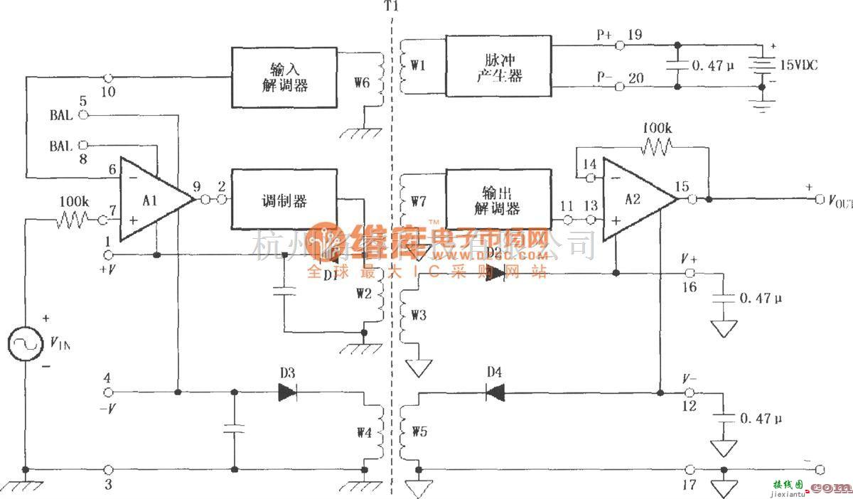 耦合隔离放大中的变压器耦合隔离放大器3656  第1张