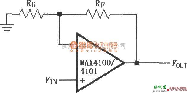 宽带放大中的由MAX4100／4101构成的同相增益电路  第1张