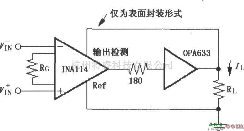 仪表放大器中的INA114重负载输出缓冲电路  第1张