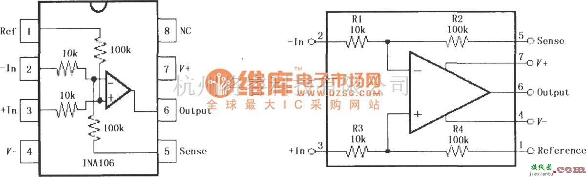 仪表放大器中的INA106精密增益差分放大器  第1张