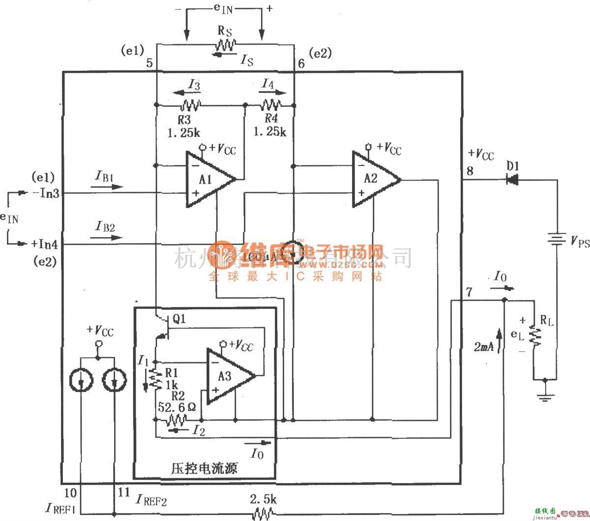 电流环放大中的XTR101基本电源和信号连接电路  第1张