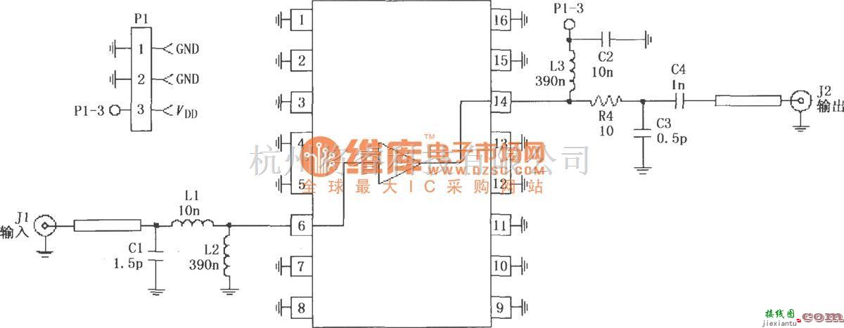 射频放大器中的由RF2320构成的75Ω阻抗线性放大电路  第1张