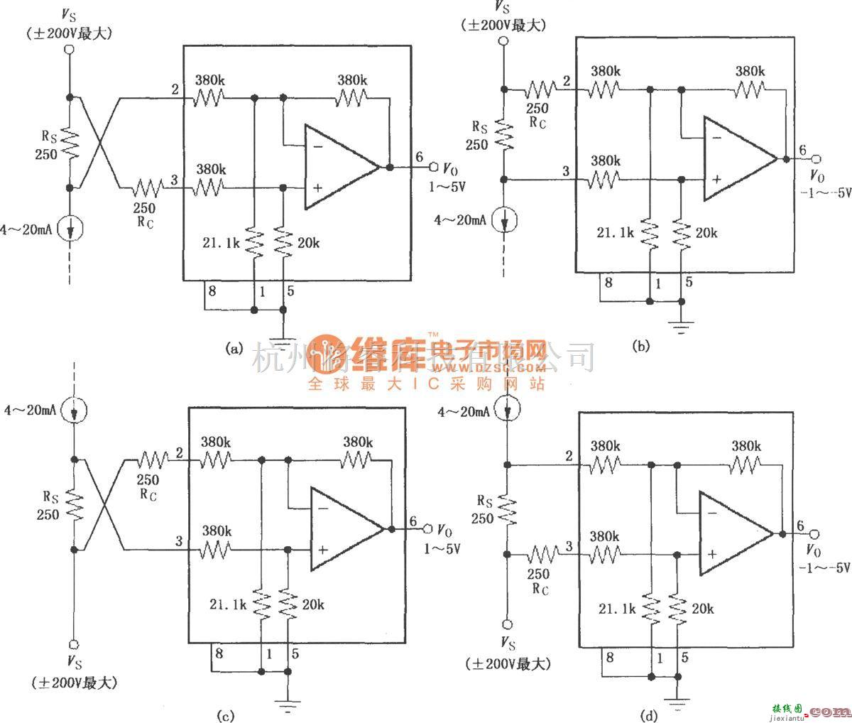 仪表放大器中的INA117构成的4种典型的电流-电压变换电路  第1张