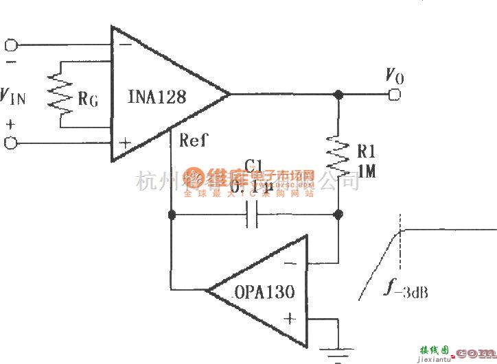 仪表放大器中的由INA128构成的交流耦合仪表放大器  第1张