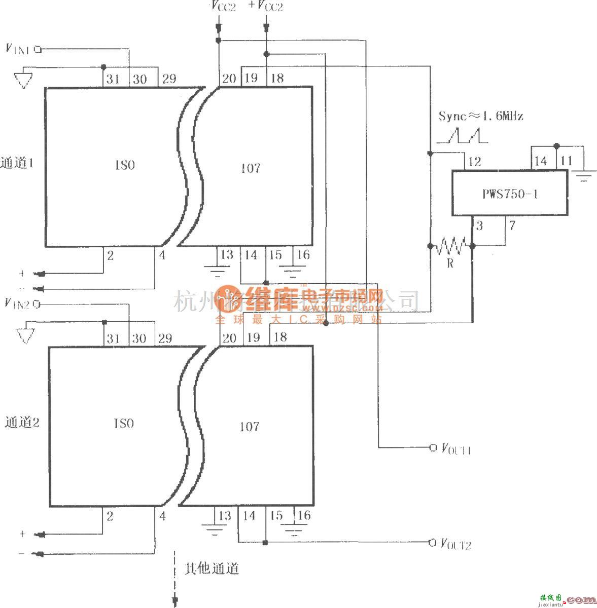 耦合隔离放大中的构成的多通道同步隔离电路  第1张