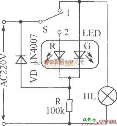 LED电路中的交流电源工作状态指示电路  第1张