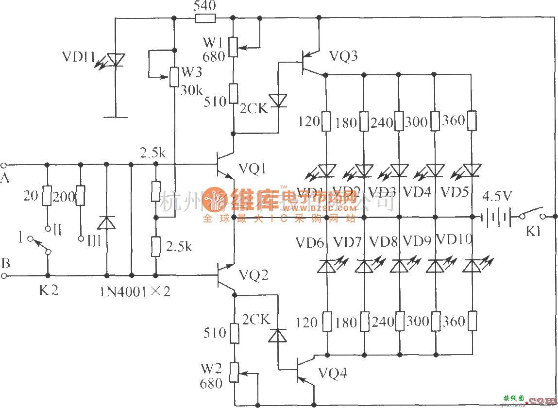 LED电路中的LED显示的检流计电路  第1张