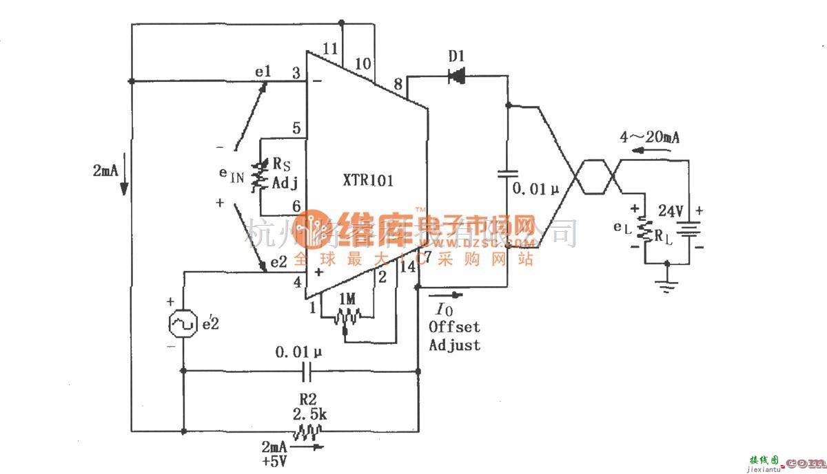 电流环放大中的XTR101浮动电压源电路  第1张