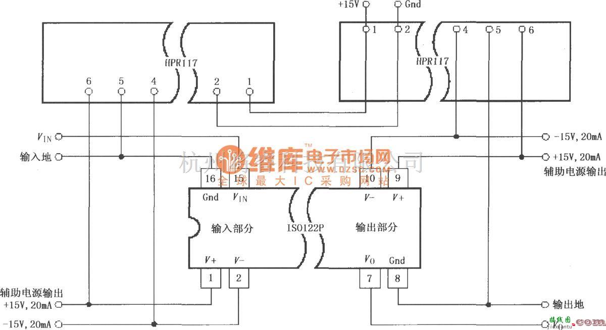 耦合隔离放大中的ISO122P／124具有三端口的电源隔离放大电路  第1张