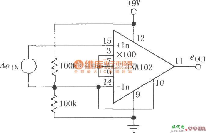 仪表放大器中的INA102的单电源低功率仪表放大器  第1张