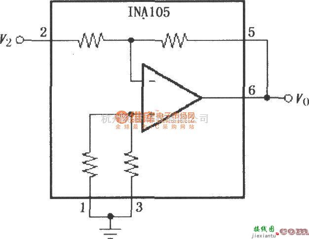 仪表放大器中的精密单位增益反相放大电路(INA105)  第1张