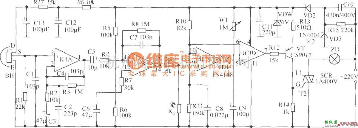 光电耦合器中的水塔水位控制器电路  第1张