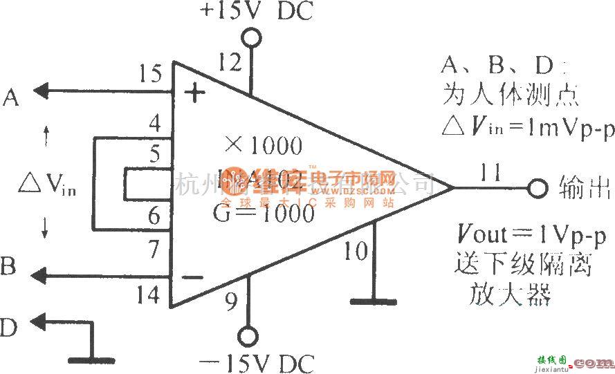 调节放大中的人体生物电信号前置放大电路  第1张