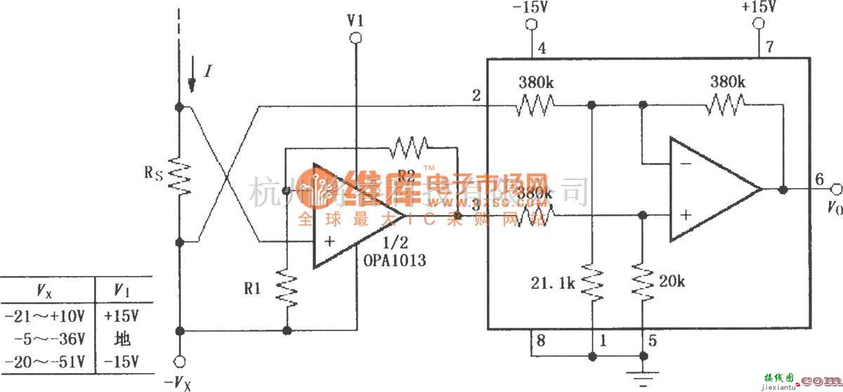 仪表放大器中的由OPA1013和INA117构成输入缓冲器的电流检测电路  第1张