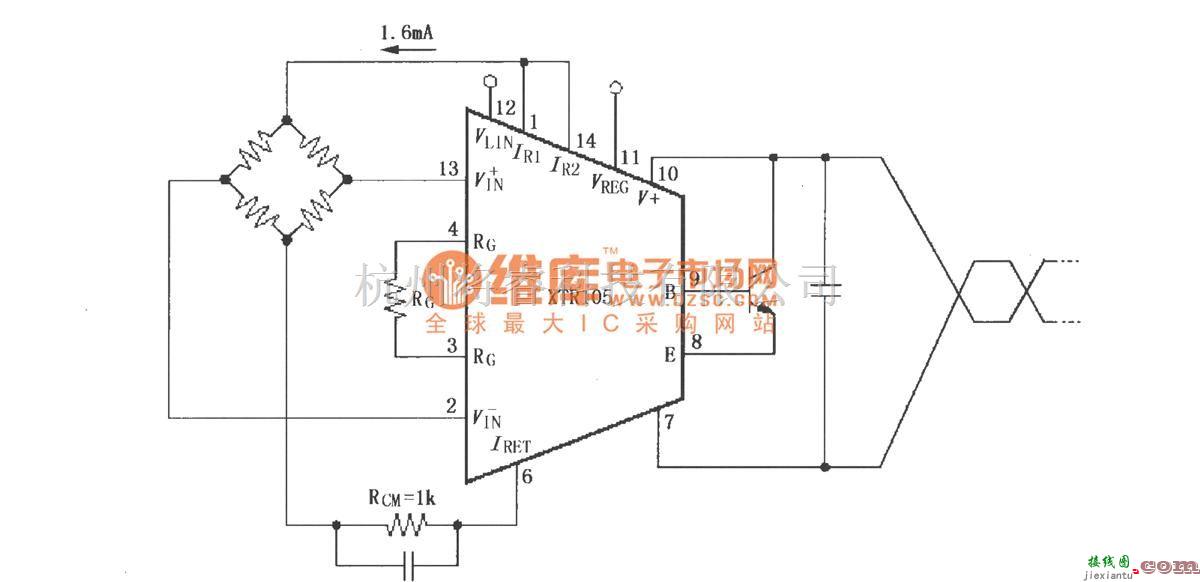 电流环放大中的电桥输入、电流激励电路(XTR105)  第1张